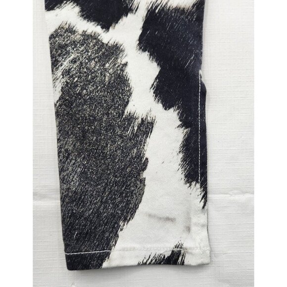 We Wore What Cow Print Black and White Stiletto Slit Jeans SIZE 25 - Picture 6 of 8